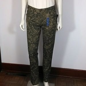 NWT CHAPS DENIM OLIVE GREEN/TAN SZ 4 SLIMMING FIT